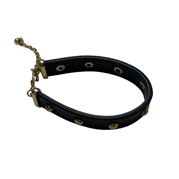 Dark Brown Leather Studded Bracelet with Adjustable Length Clasp Closure - Picture 6 of 10
